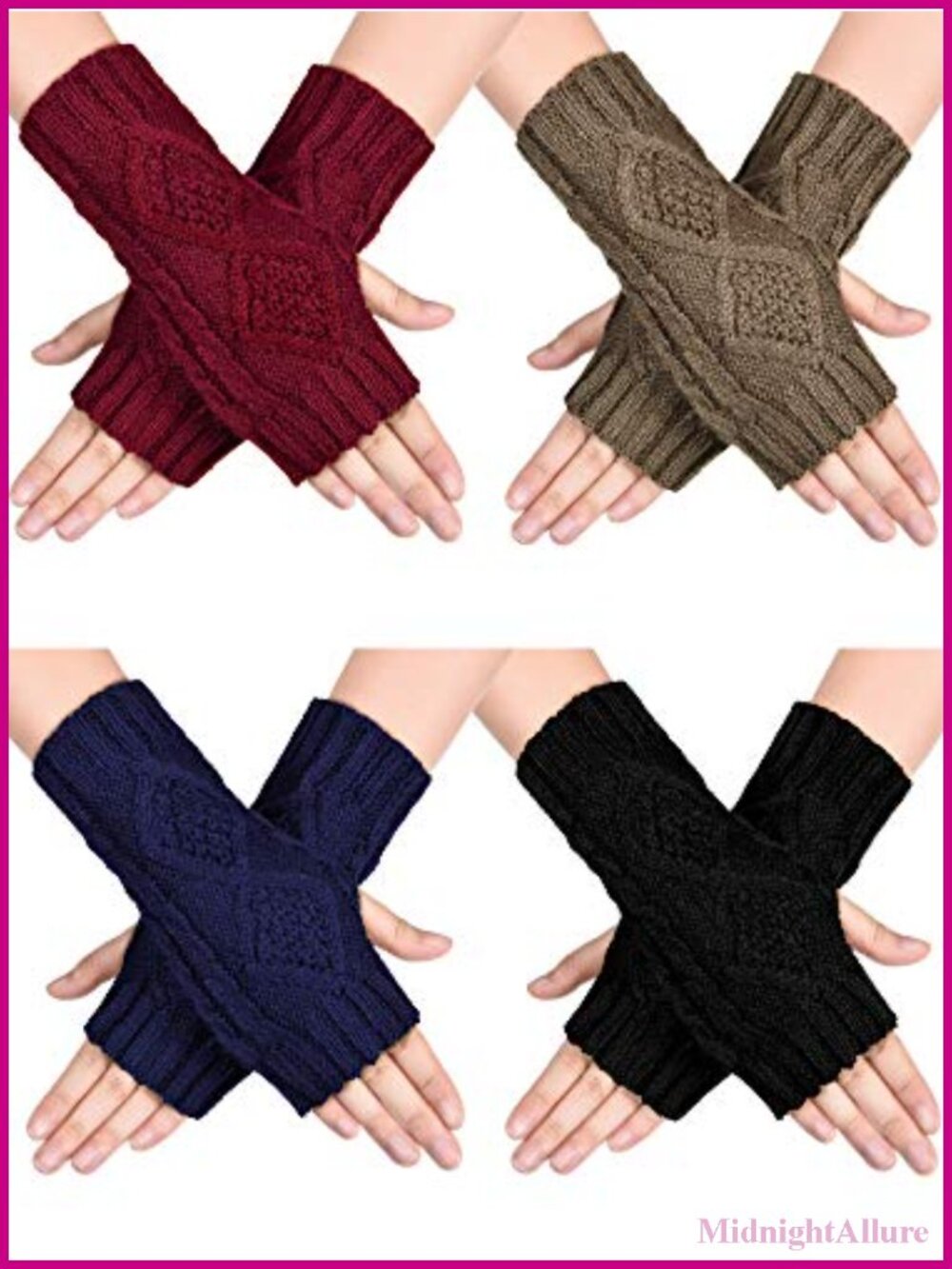 Fingerless Gloves Thumb Hole Half Finger Knit Wrist Warmers